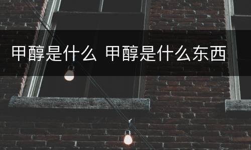 甲醇是什么 甲醇是什么东西