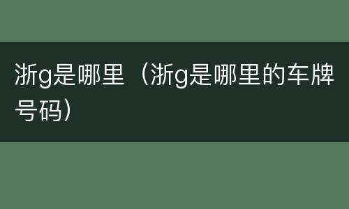 浙g是哪里（浙g是哪里的车牌号码）