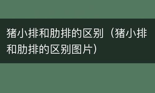 猪小排和肋排的区别（猪小排和肋排的区别图片）