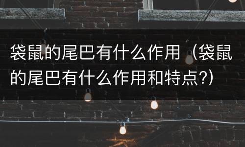 袋鼠的尾巴有什么作用（袋鼠的尾巴有什么作用和特点?）
