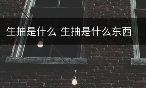 生抽是什么 生抽是什么东西
