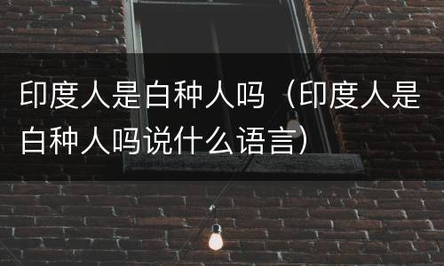 印度人是白种人吗（印度人是白种人吗说什么语言）