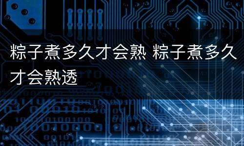 粽子煮多久才会熟 粽子煮多久才会熟透