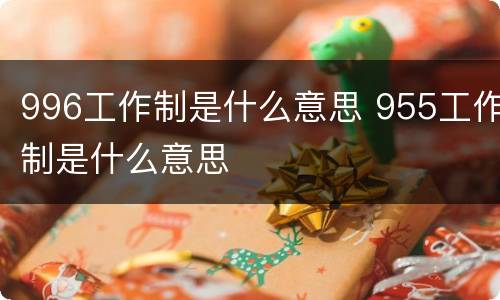 996工作制是什么意思 955工作制是什么意思