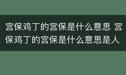宫保鸡丁的宫保是什么意思 宫保鸡丁的宫保是什么意思是人名还是官名