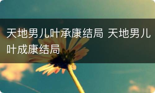 天地男儿叶承康结局 天地男儿叶成康结局