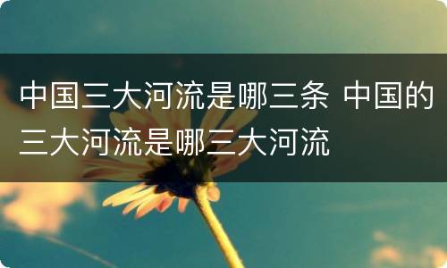 中国三大河流是哪三条 中国的三大河流是哪三大河流