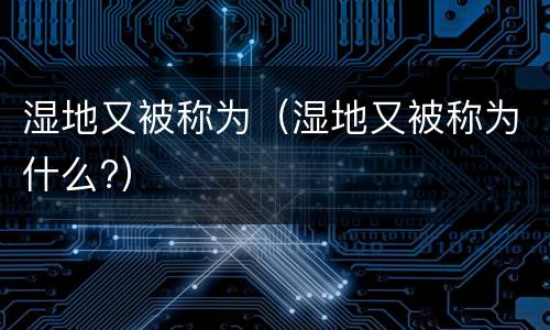 湿地又被称为（湿地又被称为什么?）