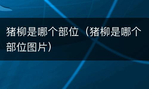 猪柳是哪个部位（猪柳是哪个部位图片）