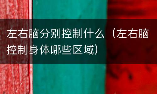 左右脑分别控制什么（左右脑控制身体哪些区域）