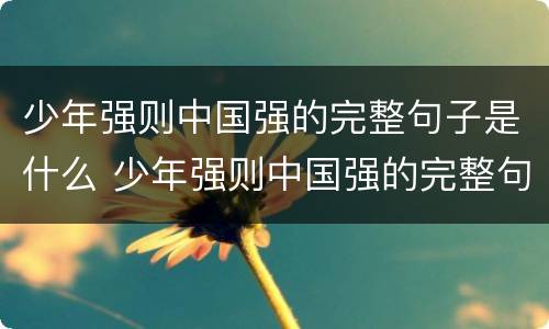 少年强则中国强的完整句子是什么 少年强则中国强的完整句子是什么作文图片,怎么写
