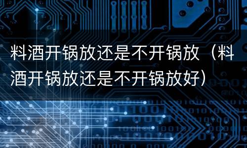 料酒开锅放还是不开锅放（料酒开锅放还是不开锅放好）