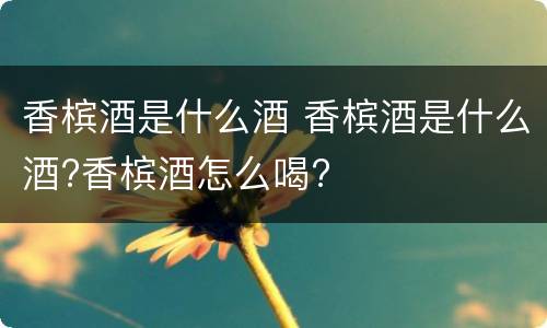 香槟酒是什么酒 香槟酒是什么酒?香槟酒怎么喝?