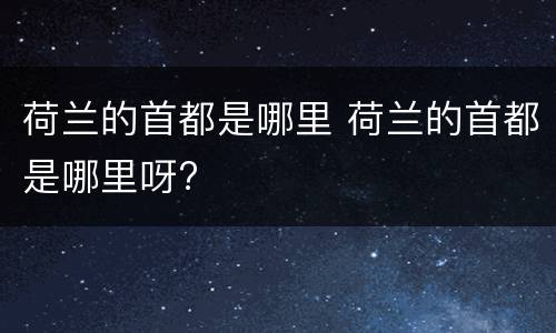 荷兰的首都是哪里 荷兰的首都是哪里呀?