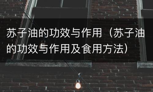 苏子油的功效与作用（苏子油的功效与作用及食用方法）