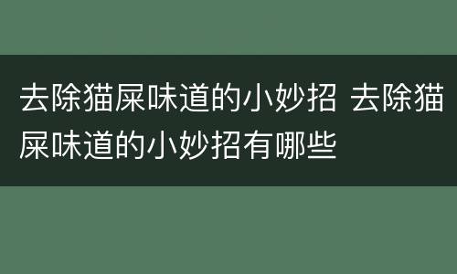 去除猫屎味道的小妙招 去除猫屎味道的小妙招有哪些