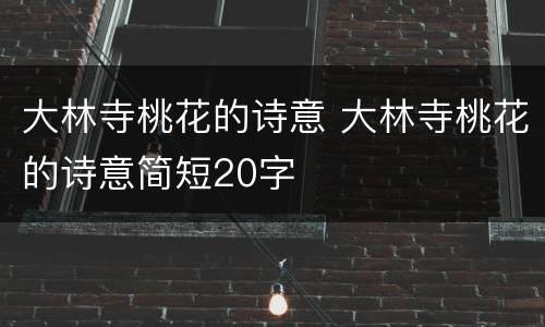 大林寺桃花的诗意 大林寺桃花的诗意简短20字