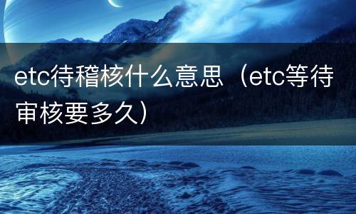 etc待稽核什么意思（etc等待审核要多久）