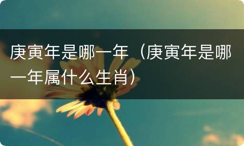 庚寅年是哪一年（庚寅年是哪一年属什么生肖）