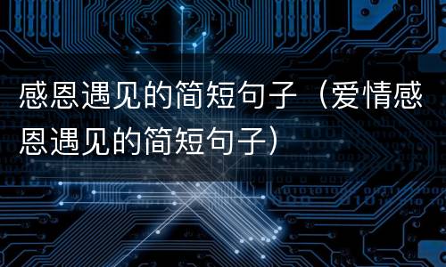 感恩遇见的简短句子（爱情感恩遇见的简短句子）