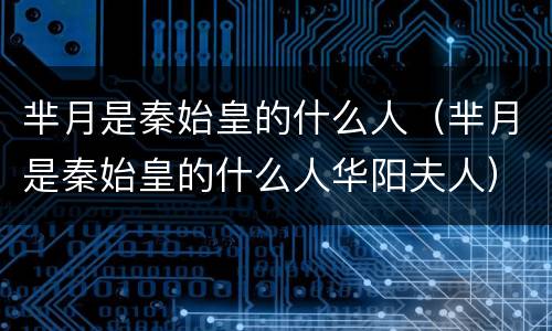 芈月是秦始皇的什么人（芈月是秦始皇的什么人华阳夫人）