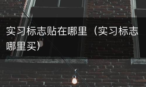 实习标志贴在哪里（实习标志哪里买）