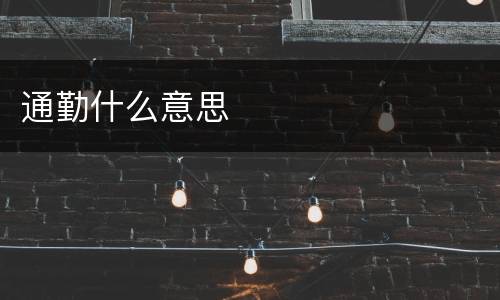 通勤什么意思
