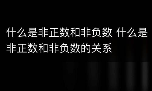 什么是非正数和非负数 什么是非正数和非负数的关系