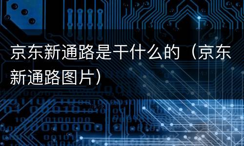 京东新通路是干什么的（京东新通路图片）