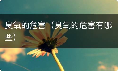 臭氧的危害（臭氧的危害有哪些）