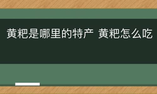 黄粑是哪里的特产 黄粑怎么吃