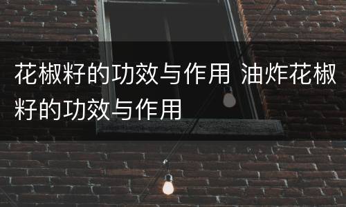 花椒籽的功效与作用 油炸花椒籽的功效与作用