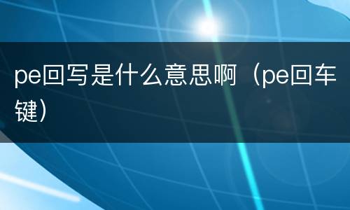 pe回写是什么意思啊（pe回车键）