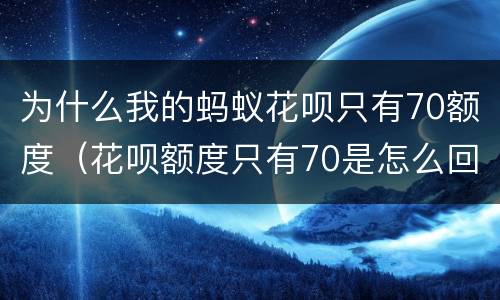 为什么我的蚂蚁花呗只有70额度（花呗额度只有70是怎么回事）