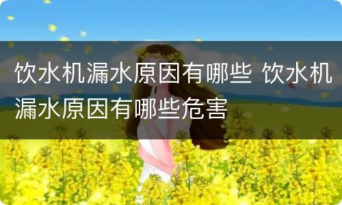 饮水机漏水原因有哪些 饮水机漏水原因有哪些危害