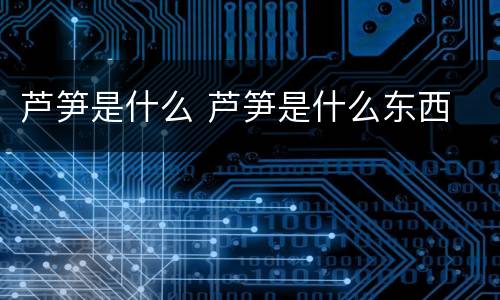 芦笋是什么 芦笋是什么东西
