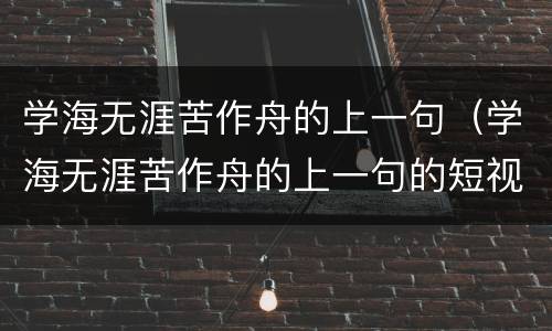 学海无涯苦作舟的上一句（学海无涯苦作舟的上一句的短视频）