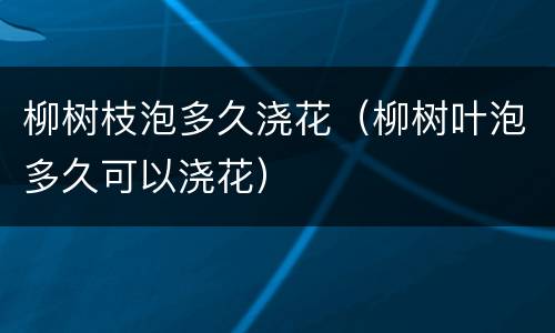 柳树枝泡多久浇花（柳树叶泡多久可以浇花）