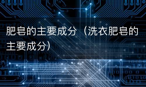 肥皂的主要成分（洗衣肥皂的主要成分）