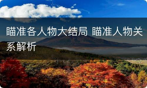 瞄准各人物大结局 瞄准人物关系解析