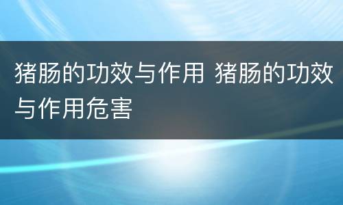 猪肠的功效与作用 猪肠的功效与作用危害