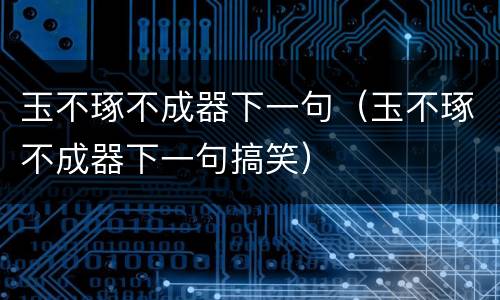 玉不琢不成器下一句（玉不琢不成器下一句搞笑）