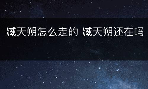 臧天朔怎么走的 臧天朔还在吗