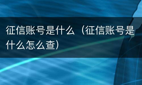 征信账号是什么（征信账号是什么怎么查）