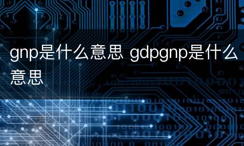 gnp是什么意思 gdpgnp是什么意思