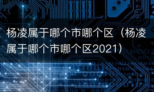 杨凌属于哪个市哪个区（杨凌属于哪个市哪个区2021）