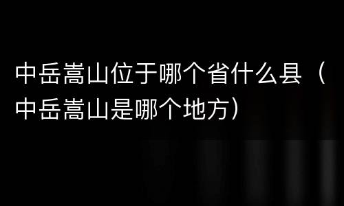 中岳嵩山位于哪个省什么县（中岳嵩山是哪个地方）