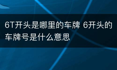 6T开头是哪里的车牌 6开头的车牌号是什么意思