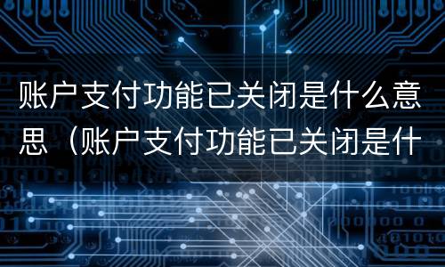 账户支付功能已关闭是什么意思（账户支付功能已关闭是什么意思?还冻结银行卡）