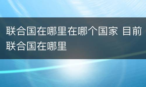 联合国在哪里在哪个国家 目前联合国在哪里